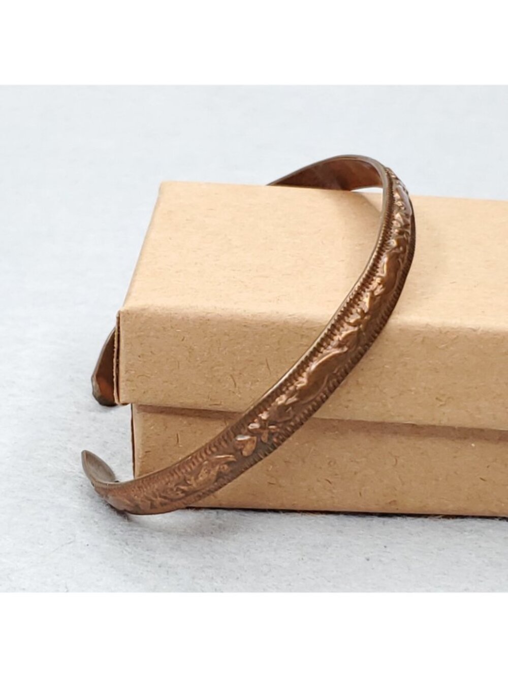 Vintage Copper Bracelet Etched Cuff .25" X 7.5" - Picture 3 of 8